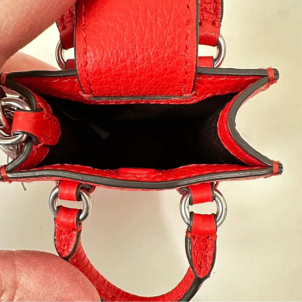 Coach North/South Mini Tote Bag Charm CU280 in SV/ Miami Red